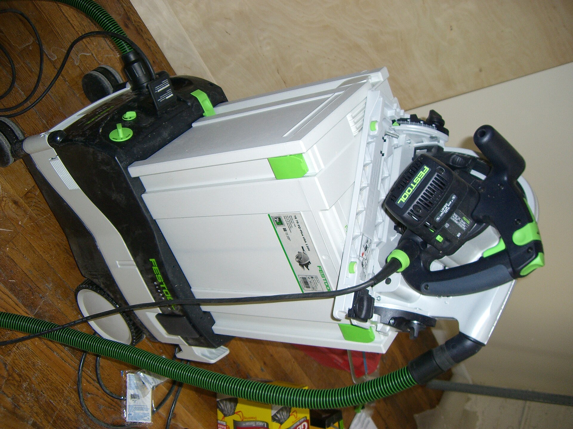 Festool saw, systainer, and dust extractor.jpg — illustrating Dust Extractor vs Shop Vacuum: What’s the Difference?