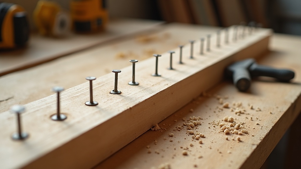 Timber showing nail placement patterns that reflect different nail gun trigger mode settings — illustrating What Does a Nail Gun’s Trigger Mode Change?