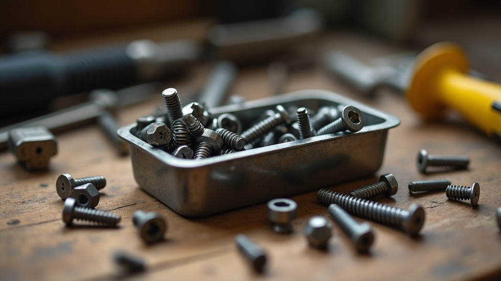 A tray of screws with different drive shapes showing how screwdriver tip type must match the fastener head — illustrating What Does a Screwdriver’s Tip Type Actually Change?