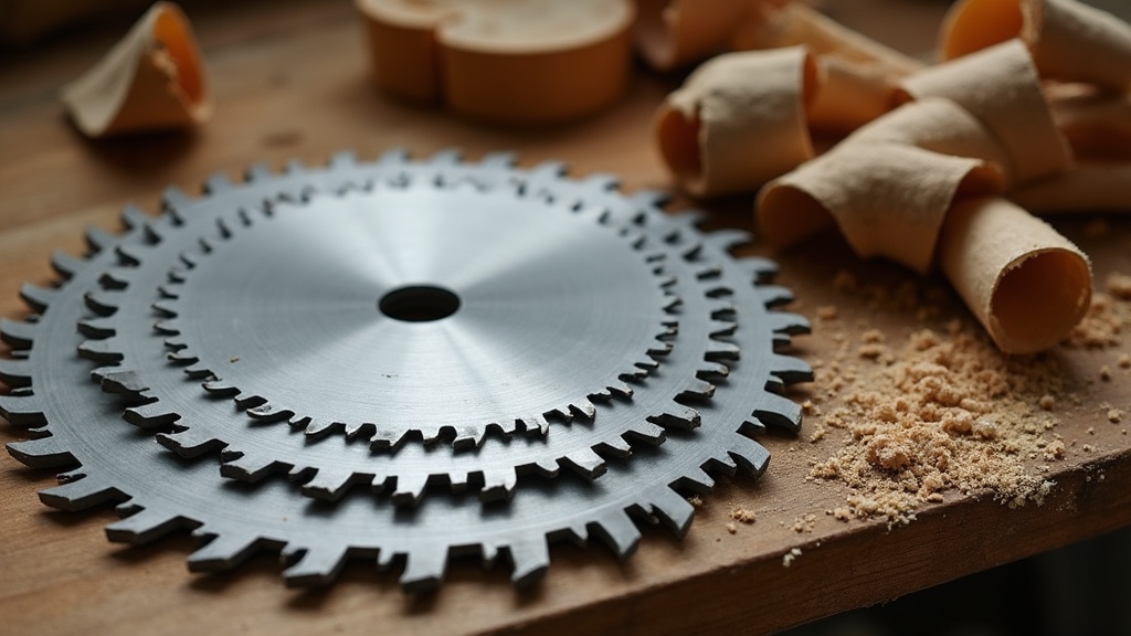 Circular saw blades with different tooth counts arranged on a workbench to show blade selection — illustrating What Is a Circular Saw For, and Where Does It Fail?