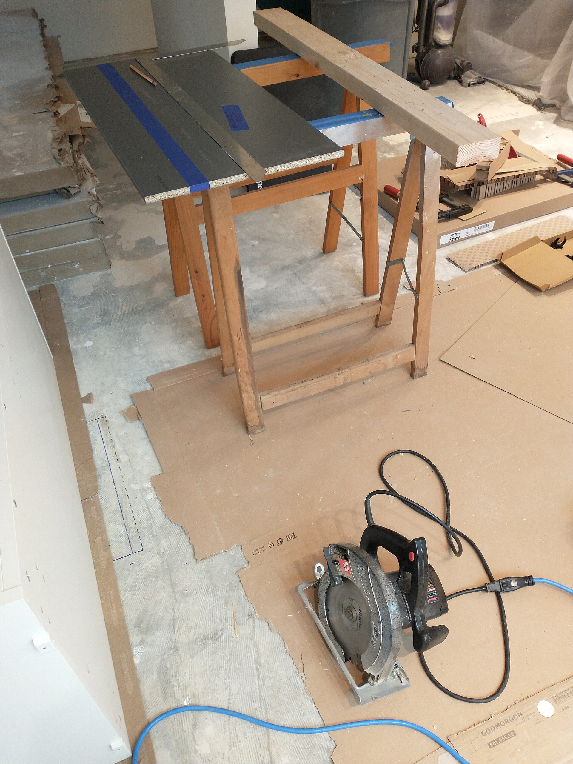 Circular Saw Ready to Cut a Filler Panel.jpg — illustrating What Is a Circular Saw For, and Where Does It Fail?