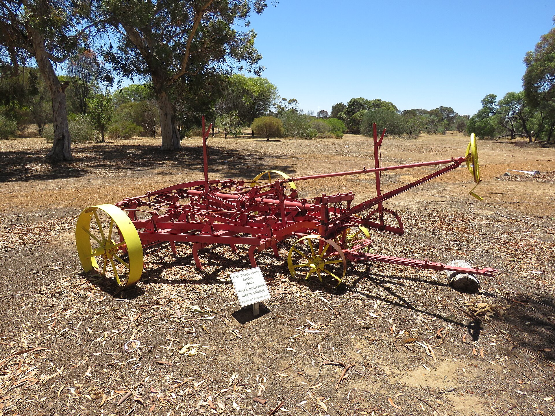 Sunshine Bridle-draught scarifier at Harrismith, Western Australia, January 2024.jpg — illustrating What Is a Lawn Scarifier and What Does It Do?