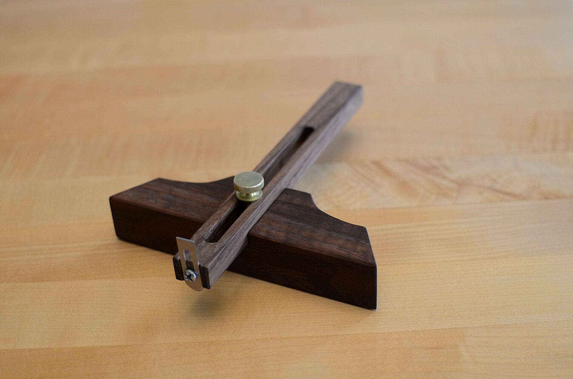 Small walnut marking Gauge.jpg — illustrating What Is a Marking Gauge, and Why Not Just Use a Pencil?