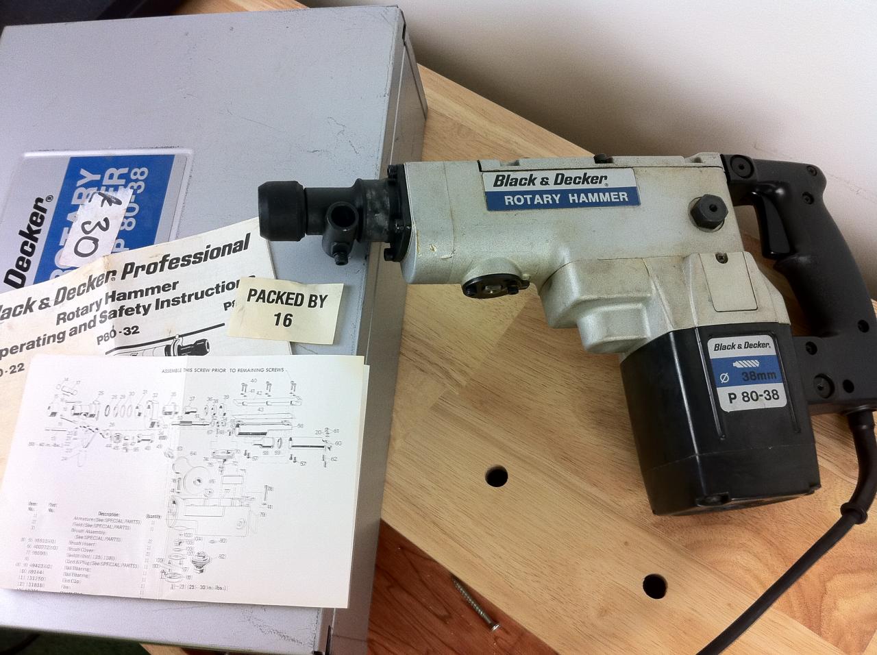 Black & Decker P80-38 Rotary Hammer Drill.jpg — illustrating What Is a Rotary Hammer, and When Hammer Drills Fall Short